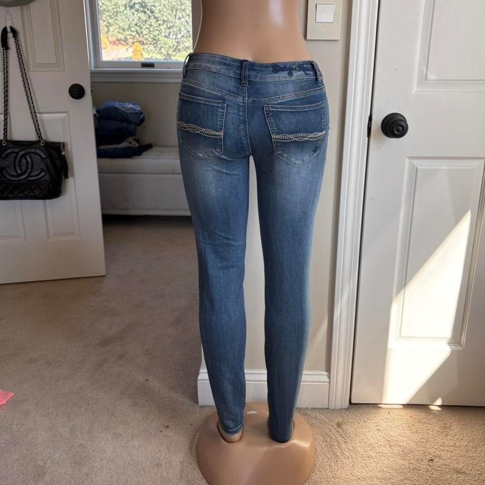 Y2K 2000s Low Rise Skinny Jeans Dark Wash Minimal‎